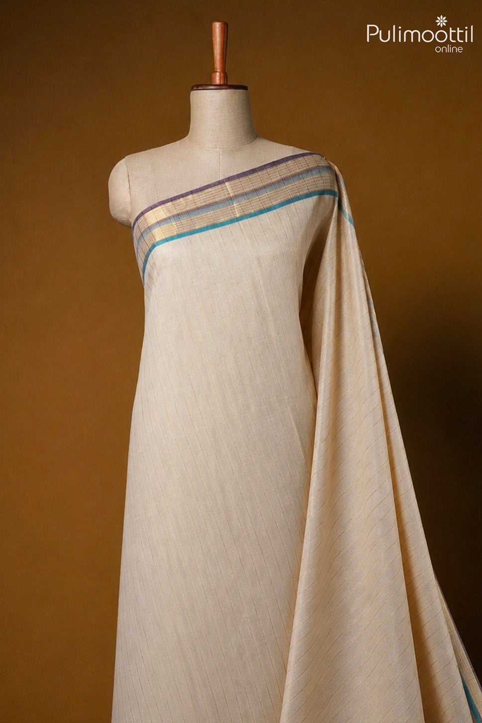 Kerala traditional golden tissue set saree