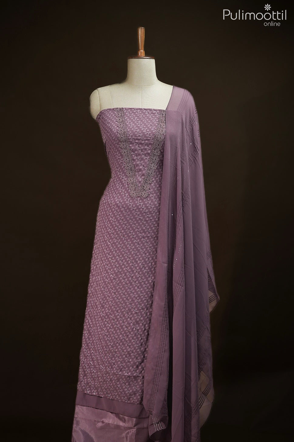 MAUVE GREY GEORGETTE UNSTITCHED SALWAR SET