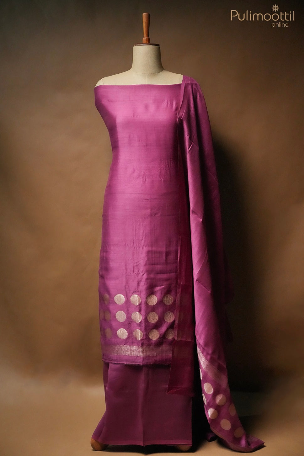 Claret Wine Tussar Unstitched Salwar Set