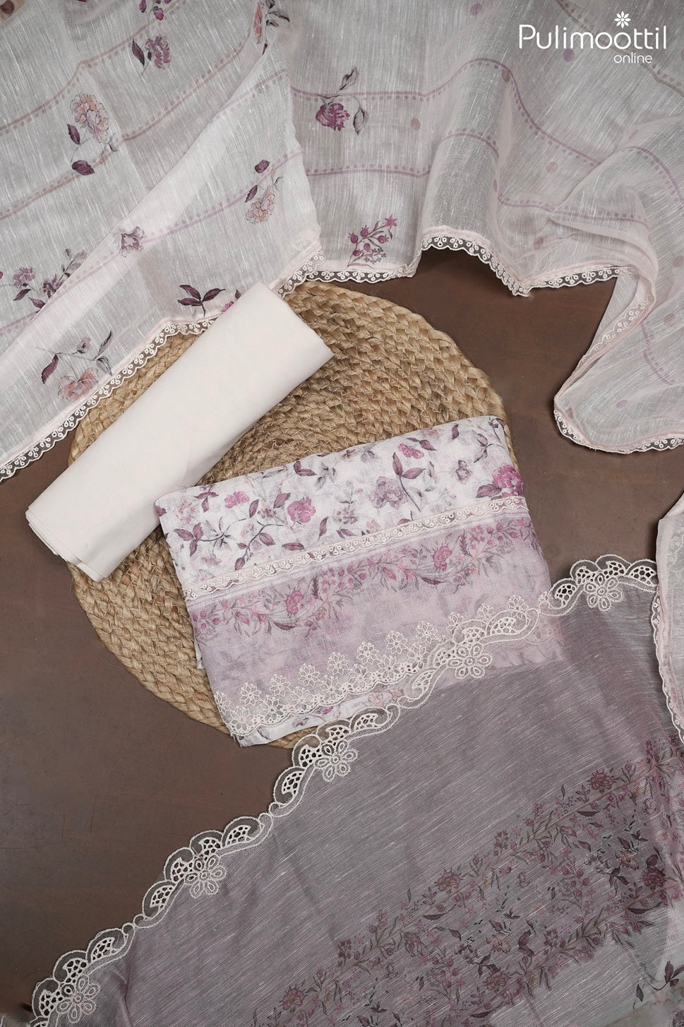 PASTEL PINK LINEN UNSTITCHED SALWAR SET