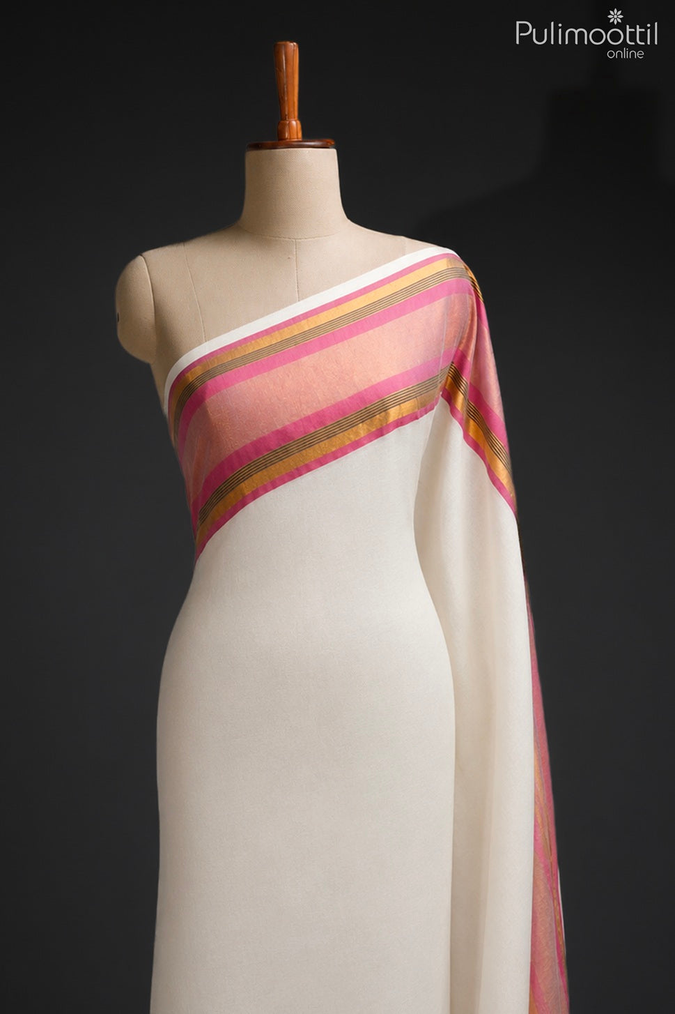 Off-white color Mul Cotton saree