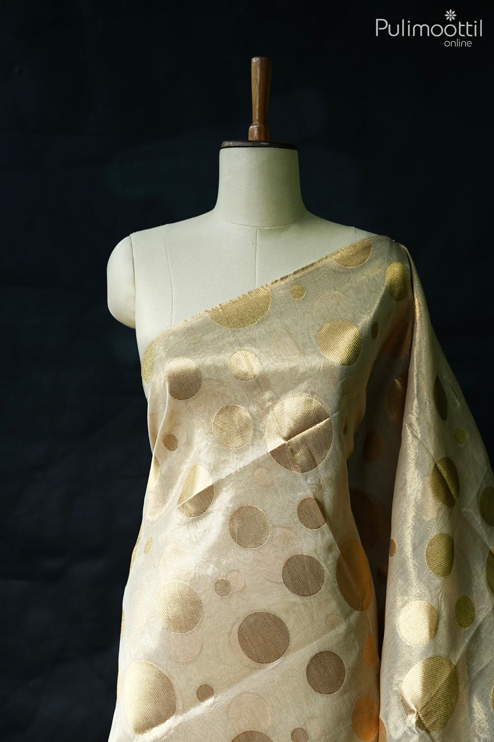 Golden tissue fancy saree