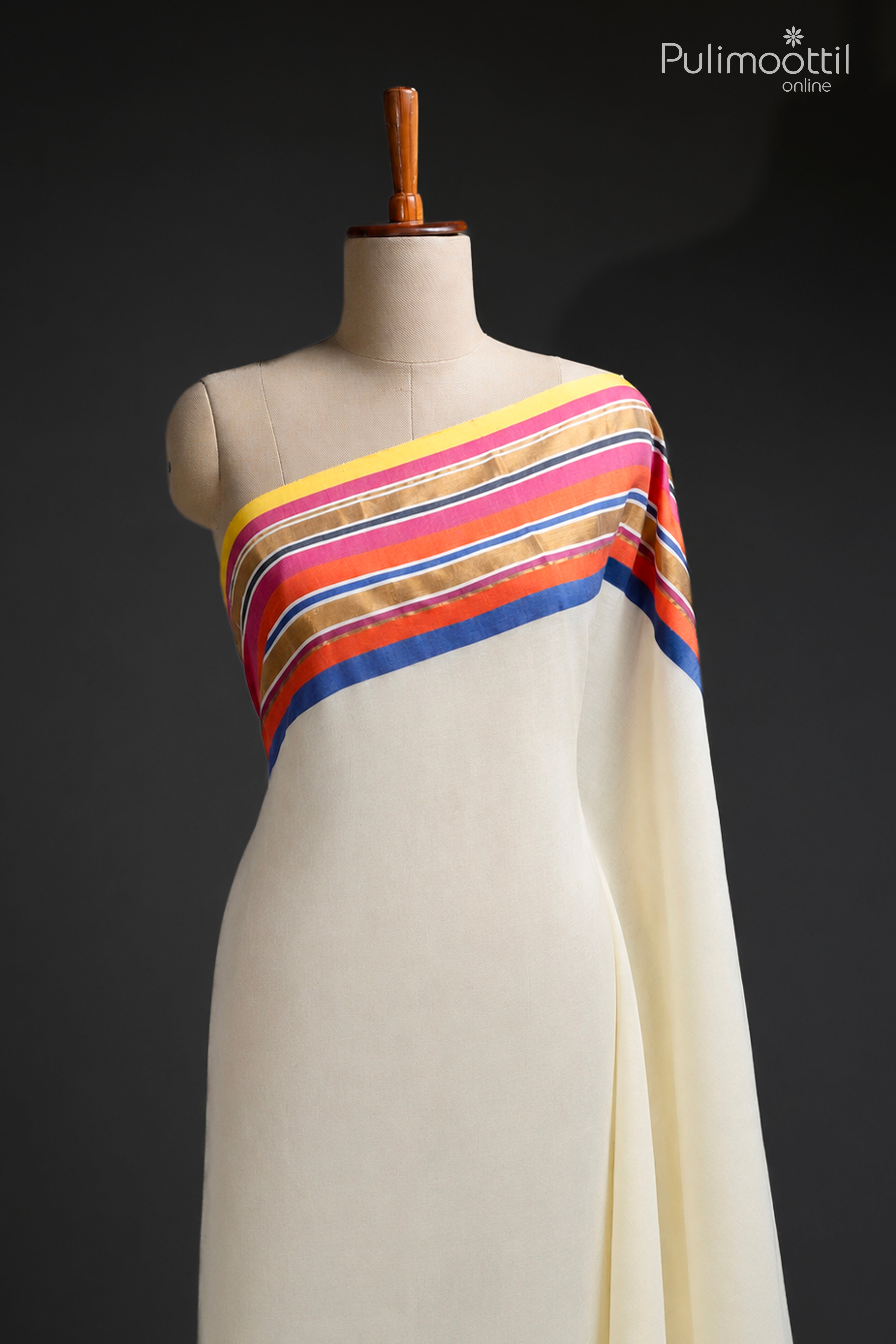 Off-white color Mul Cotton saree