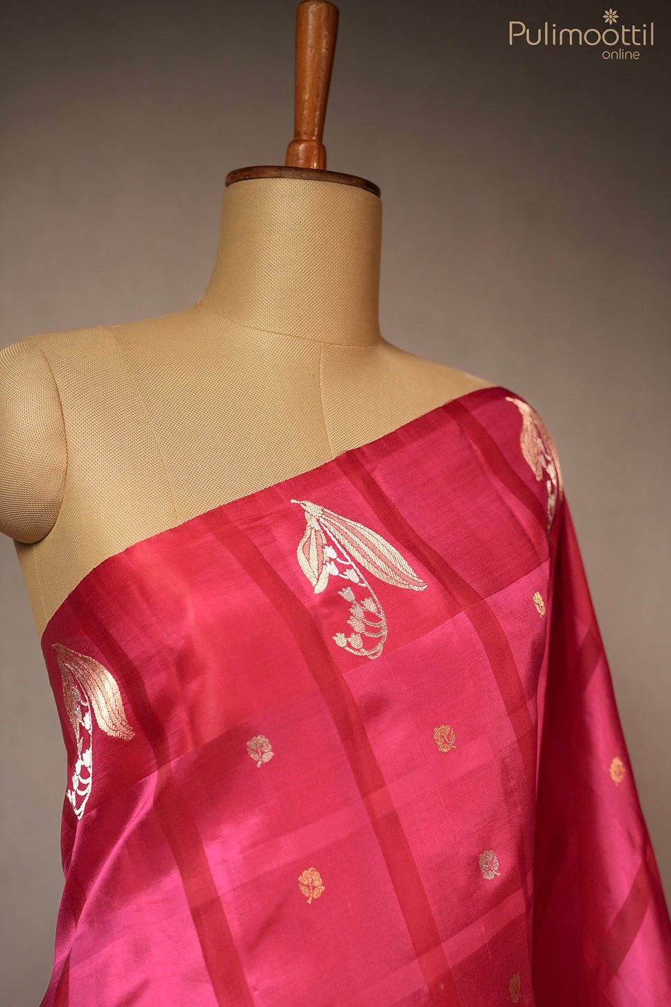 Rani pink color Mango silk saree