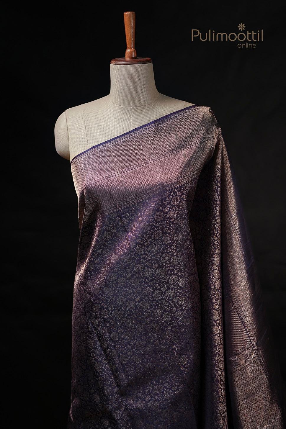 Dark Violet Colour Kanchipuram Brocade Wedding Saree