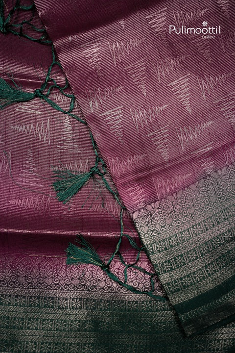 Wine color semi silk saree With green border
