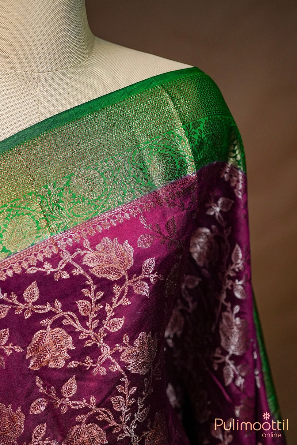 Wine Shade Chiniya Silk Saree.