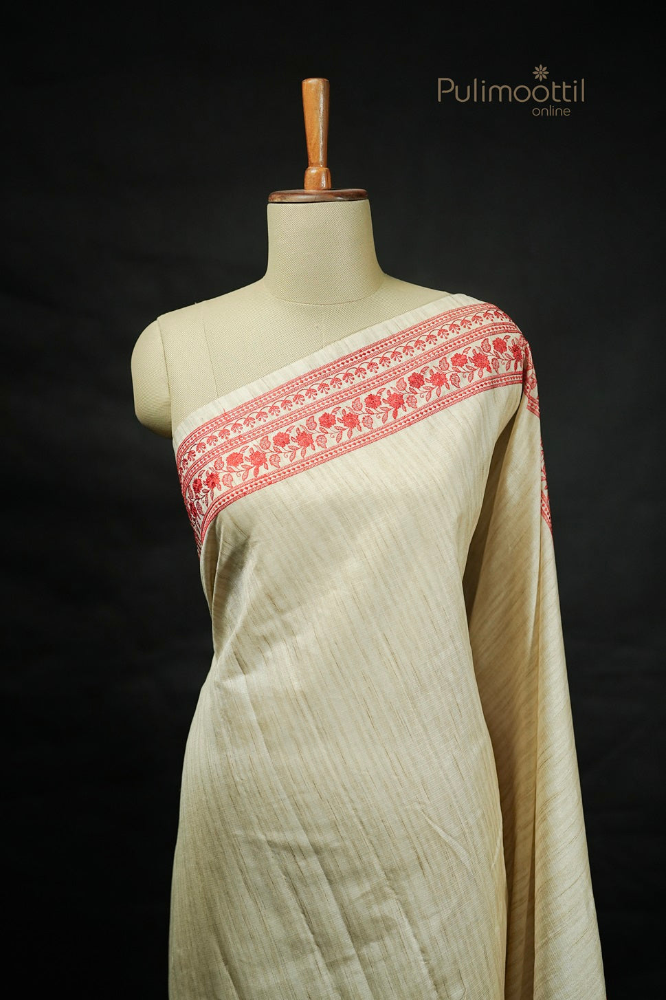 Ivory Colour Embroidery Fancy Saree