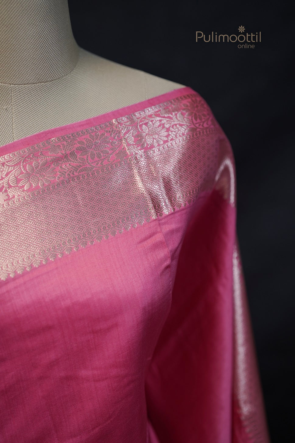 Hot Pink Chiniya Silk Saree