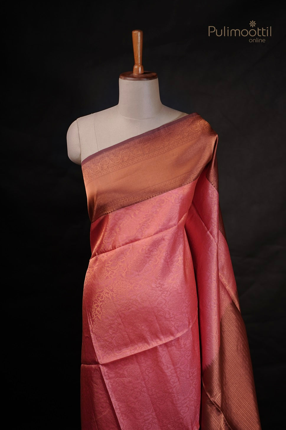Orange Peach Colour Kanchipuram Saree