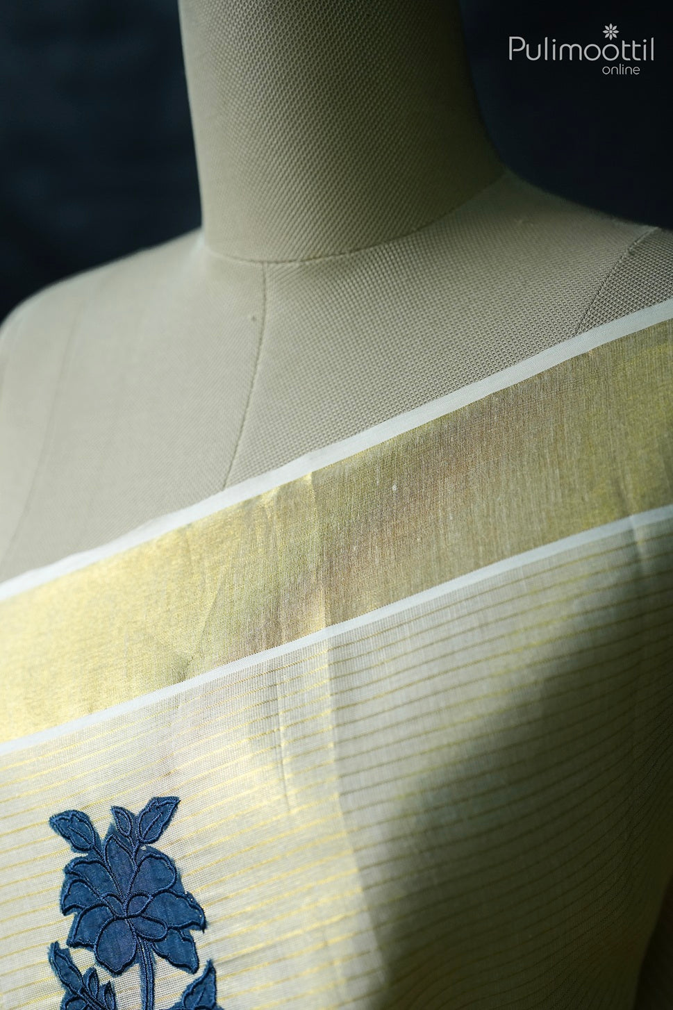 Kerala traditional golden tissue set saree