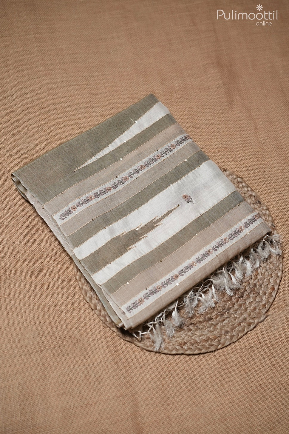 Multicolor jute silk saree