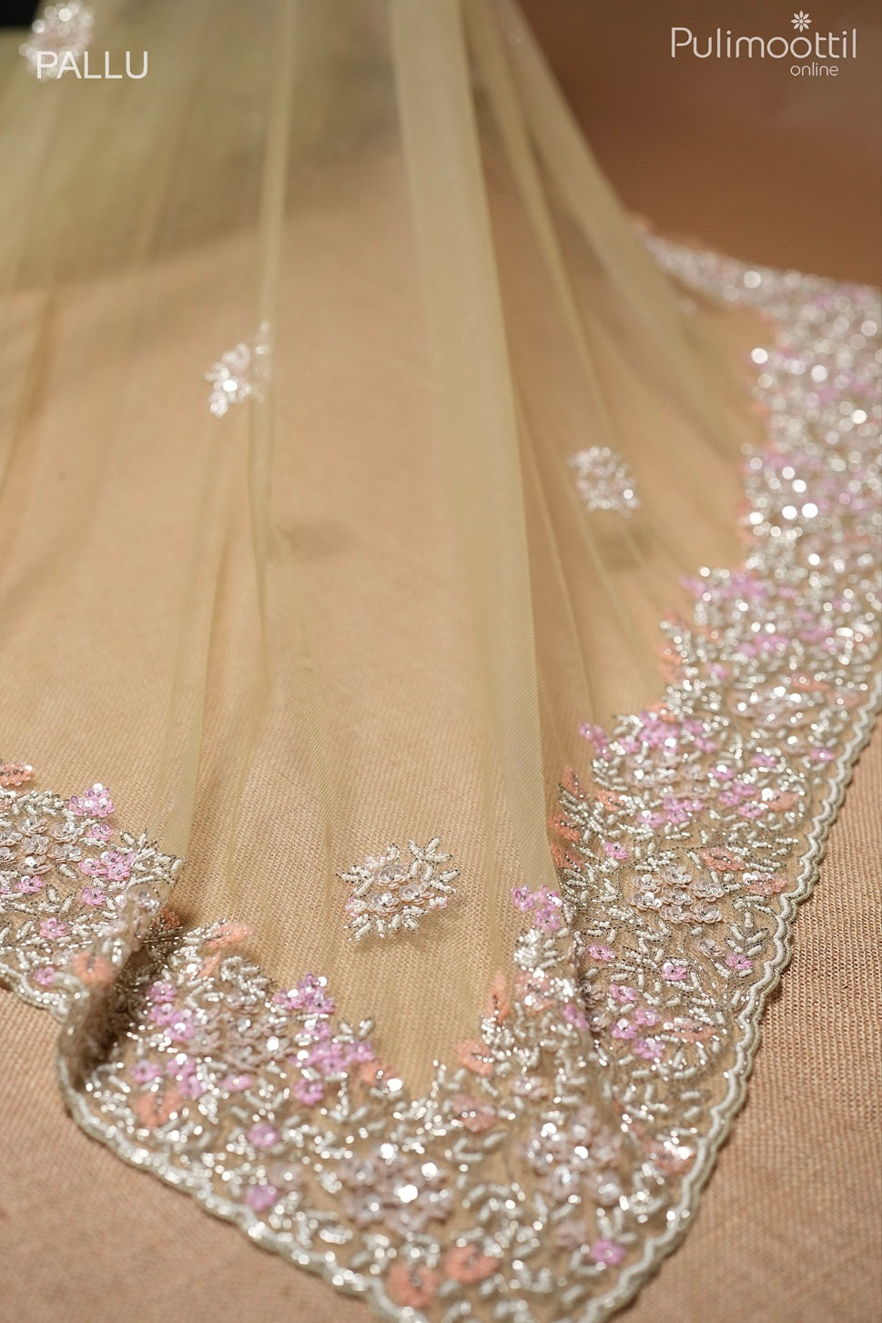 Light olive color net saree
