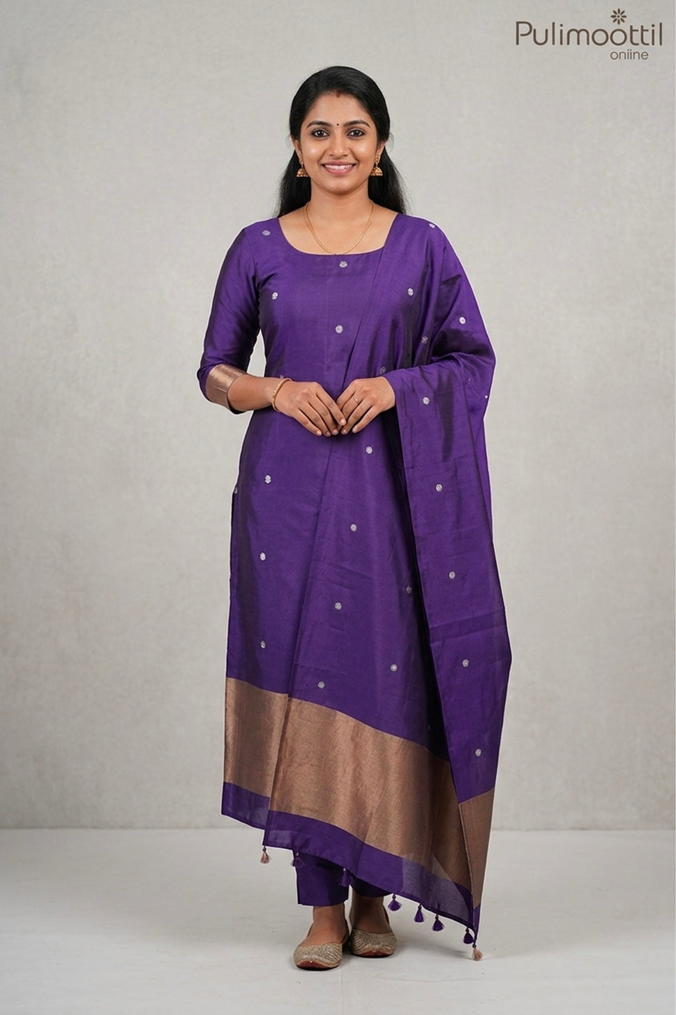 MIDNIGHT PURPLE PURE SILK UNSTITCHED SALWAR SET