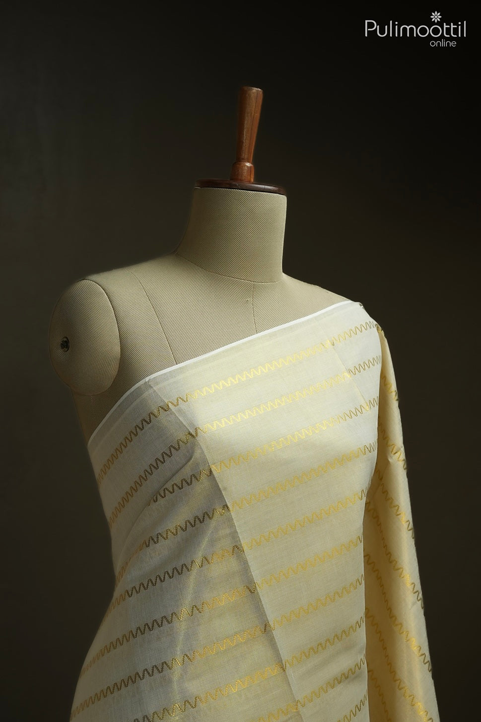 Kerala traditional golden tissue set saree
