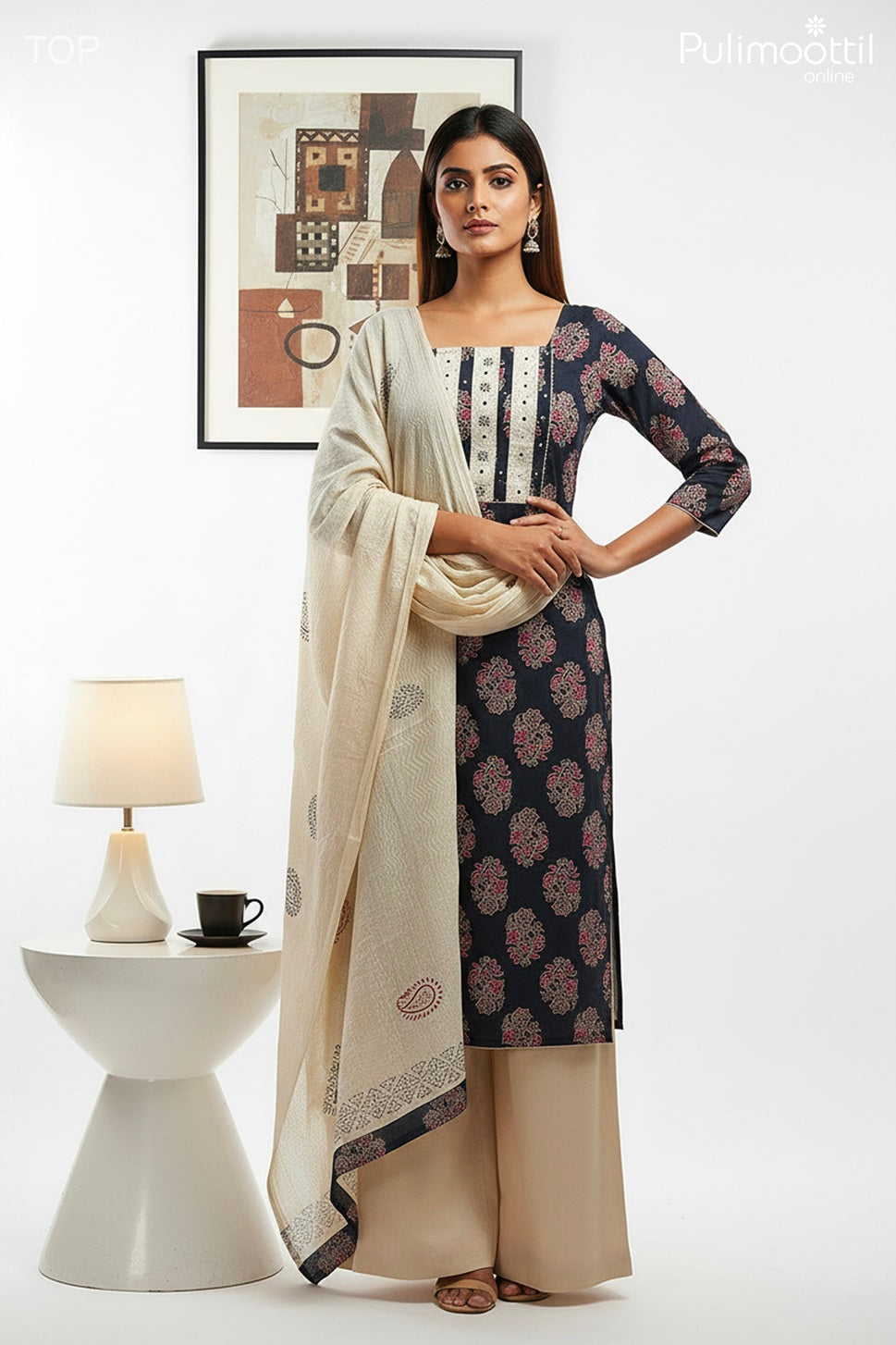 BLACK COTTON UNSTITCHED SALWAR SET