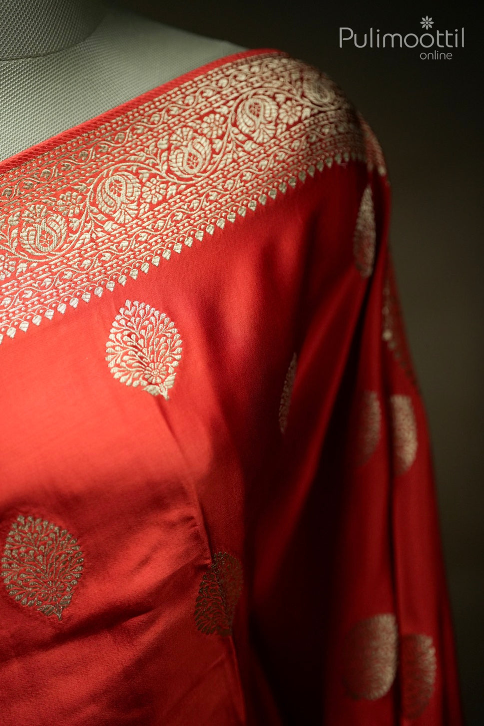 Orange color Banarasi saree
