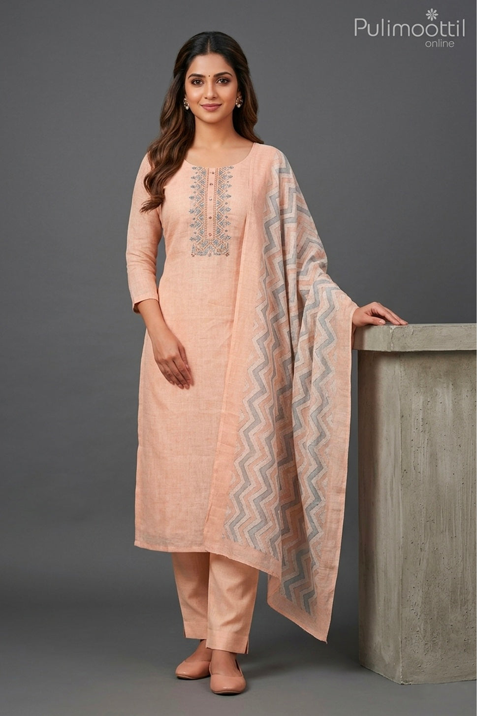 LIGHT YELLOW SEMI LINEN UNSTITCHED SALWAR SET