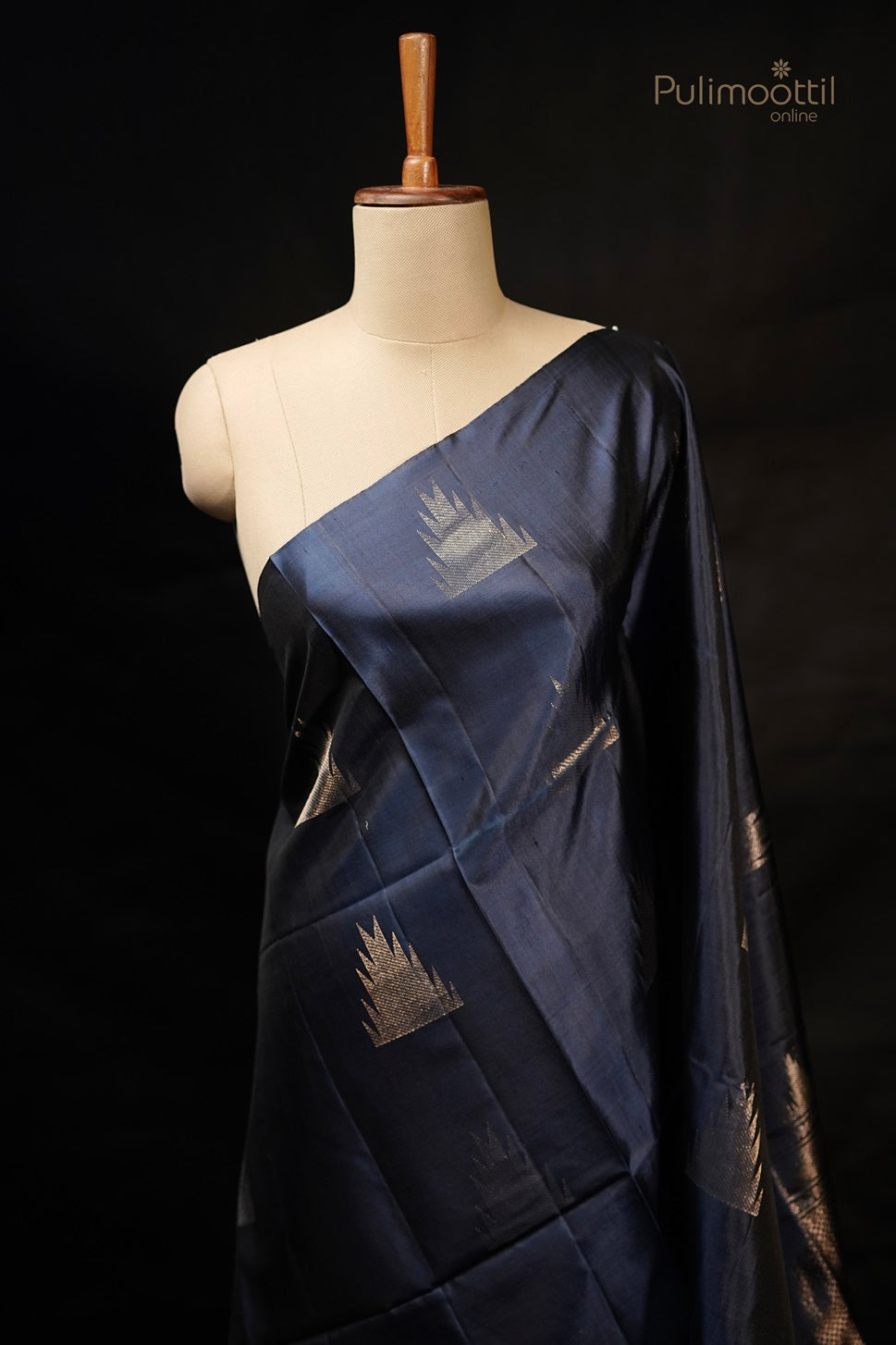 Navy Blue Colour Kanchipuram Soft Silk Saree