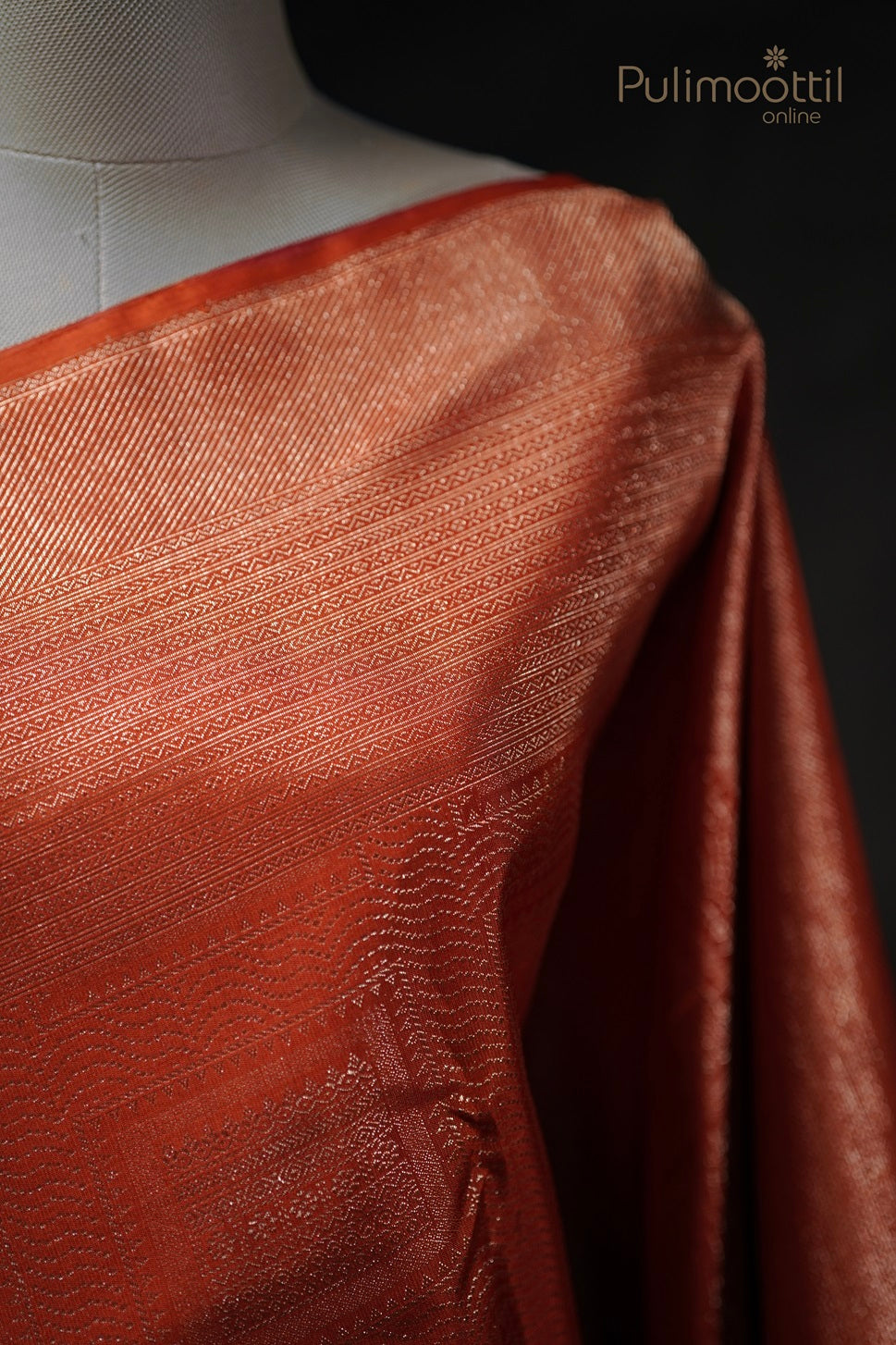 Scarlet Colour Kanchipuram Brocade Wedding saree