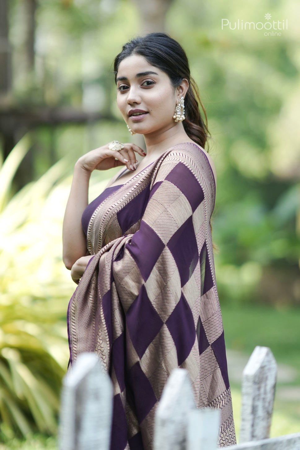 Dark Purple Colour Georgette Banarasi Saree