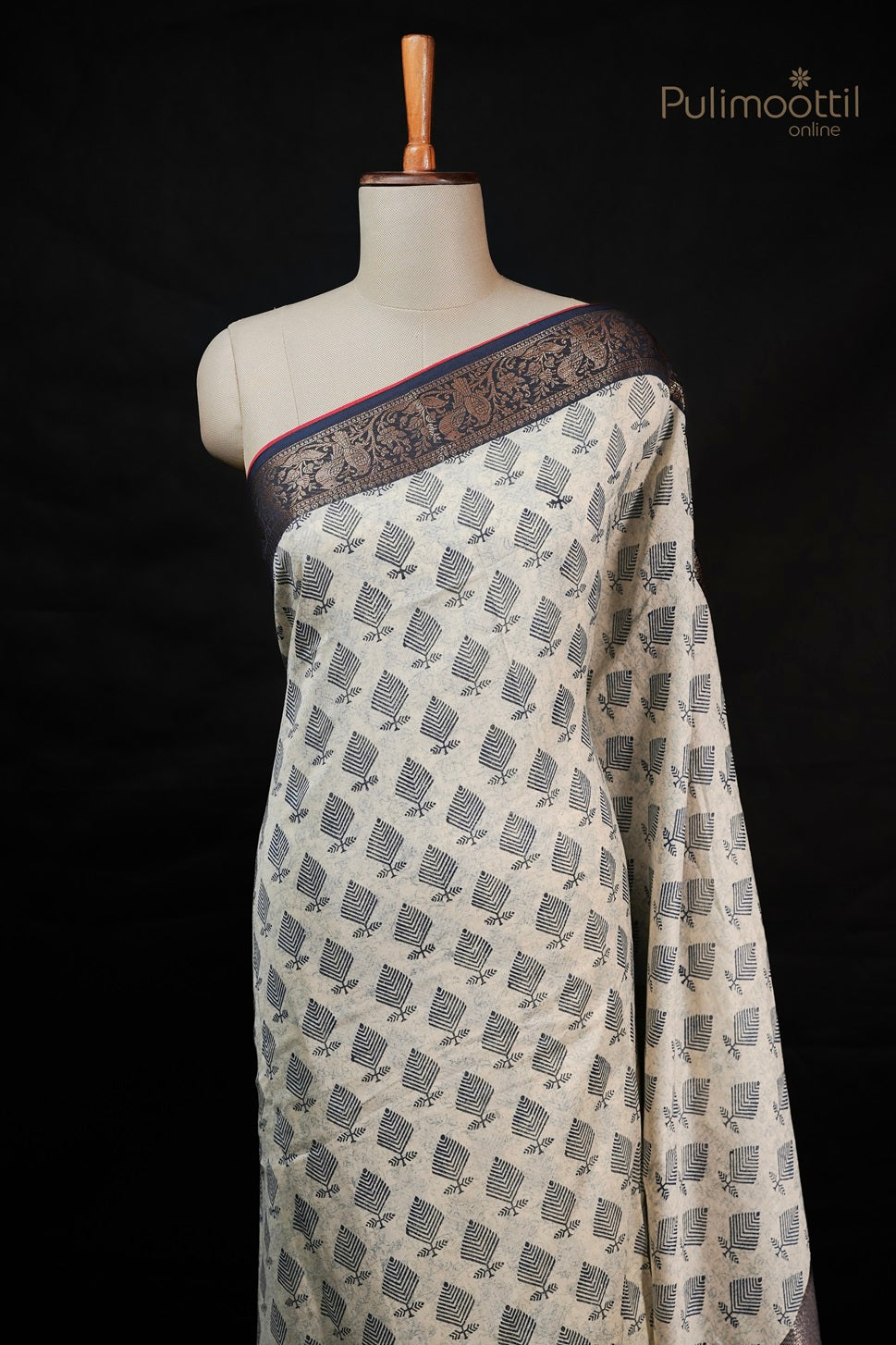 Cream Colour Chanderi Silk Saree.