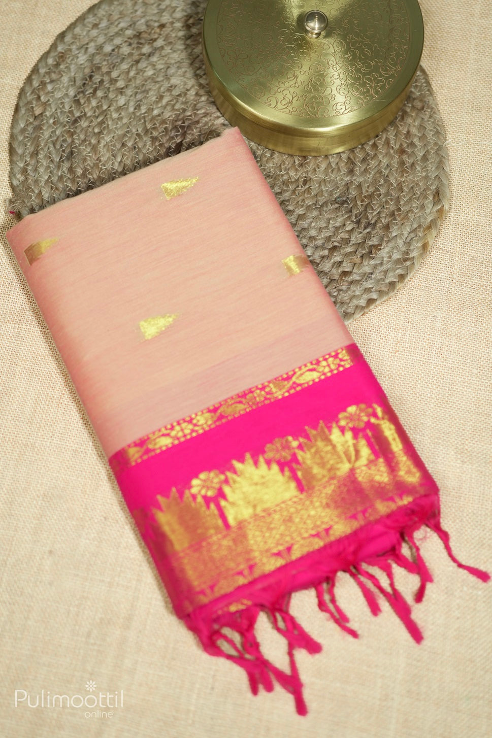 Light Salmon Colour Kalyani Cotton Saree