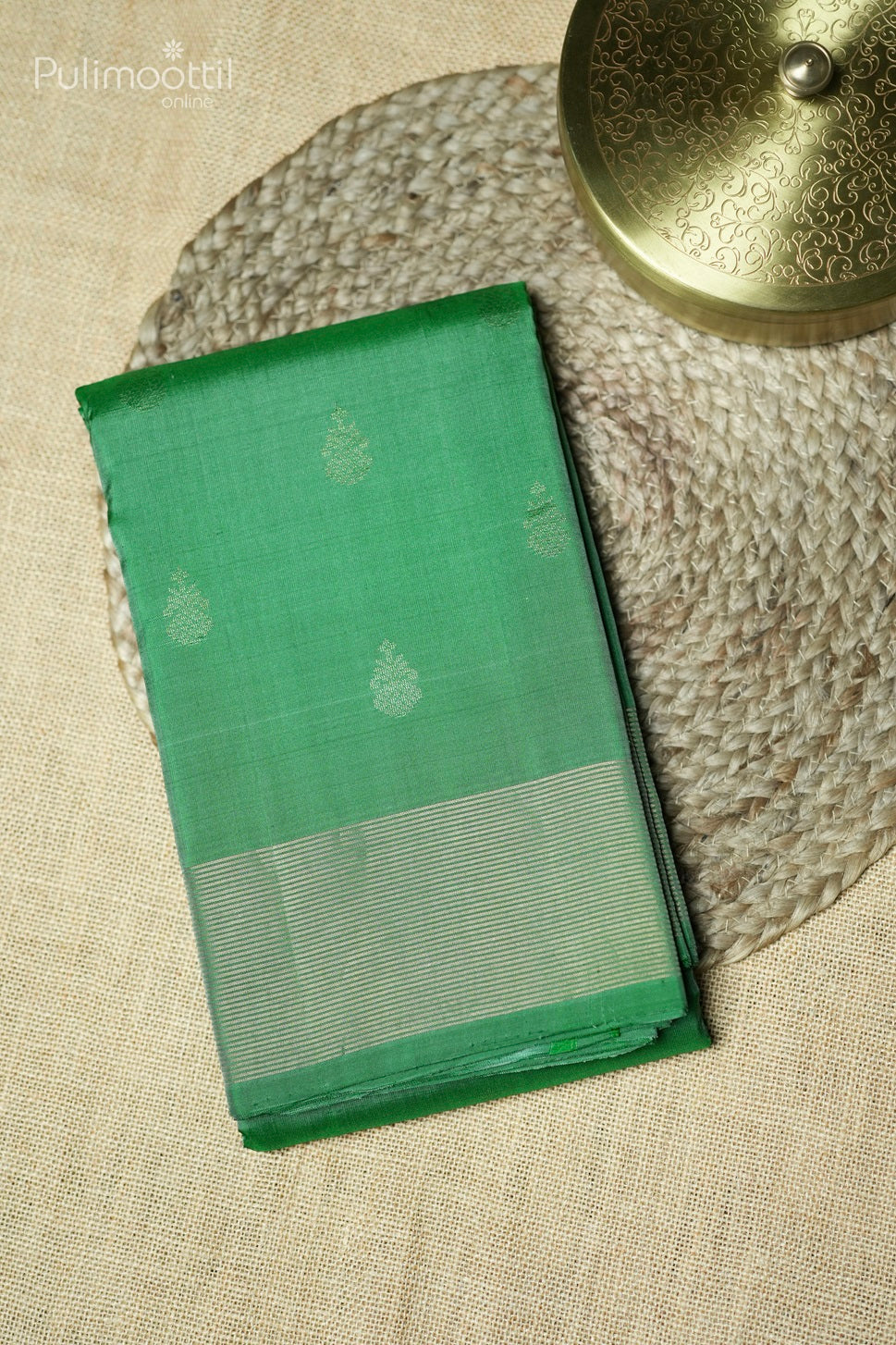 Medium Sea Green Kanchipuram Soft Silk Saree