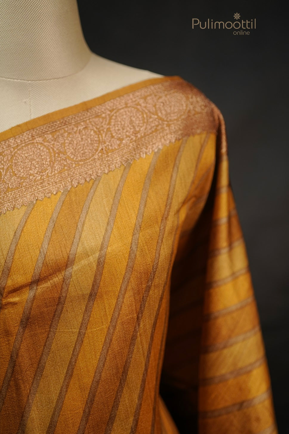 Golden Yellow Colour Tussar Silk Saree