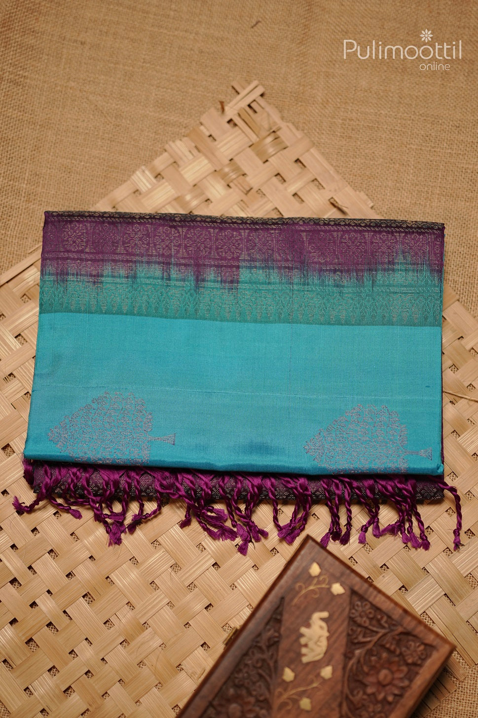 Peacock Color Kanchipuram Soft Silk Saree