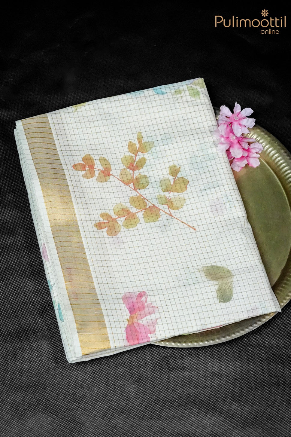 Kerala Floral Check Set Saree.