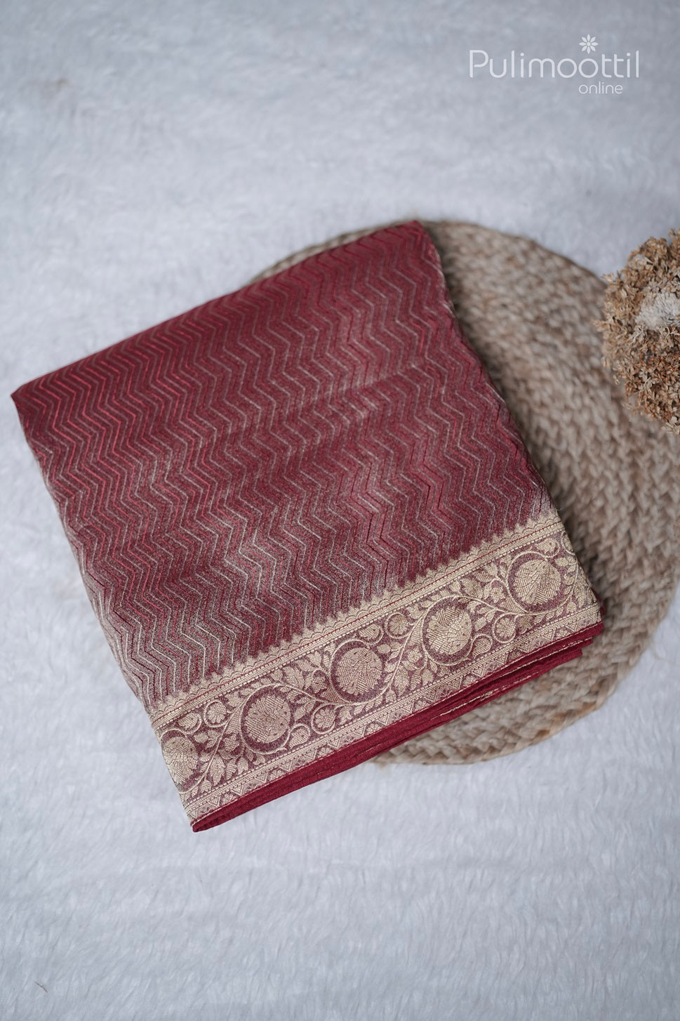 Maroon Colour Shimmer Banarasi Saree