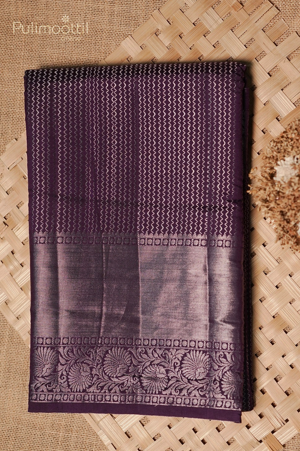 Dark Violet Colour Chiniya Silk Saree