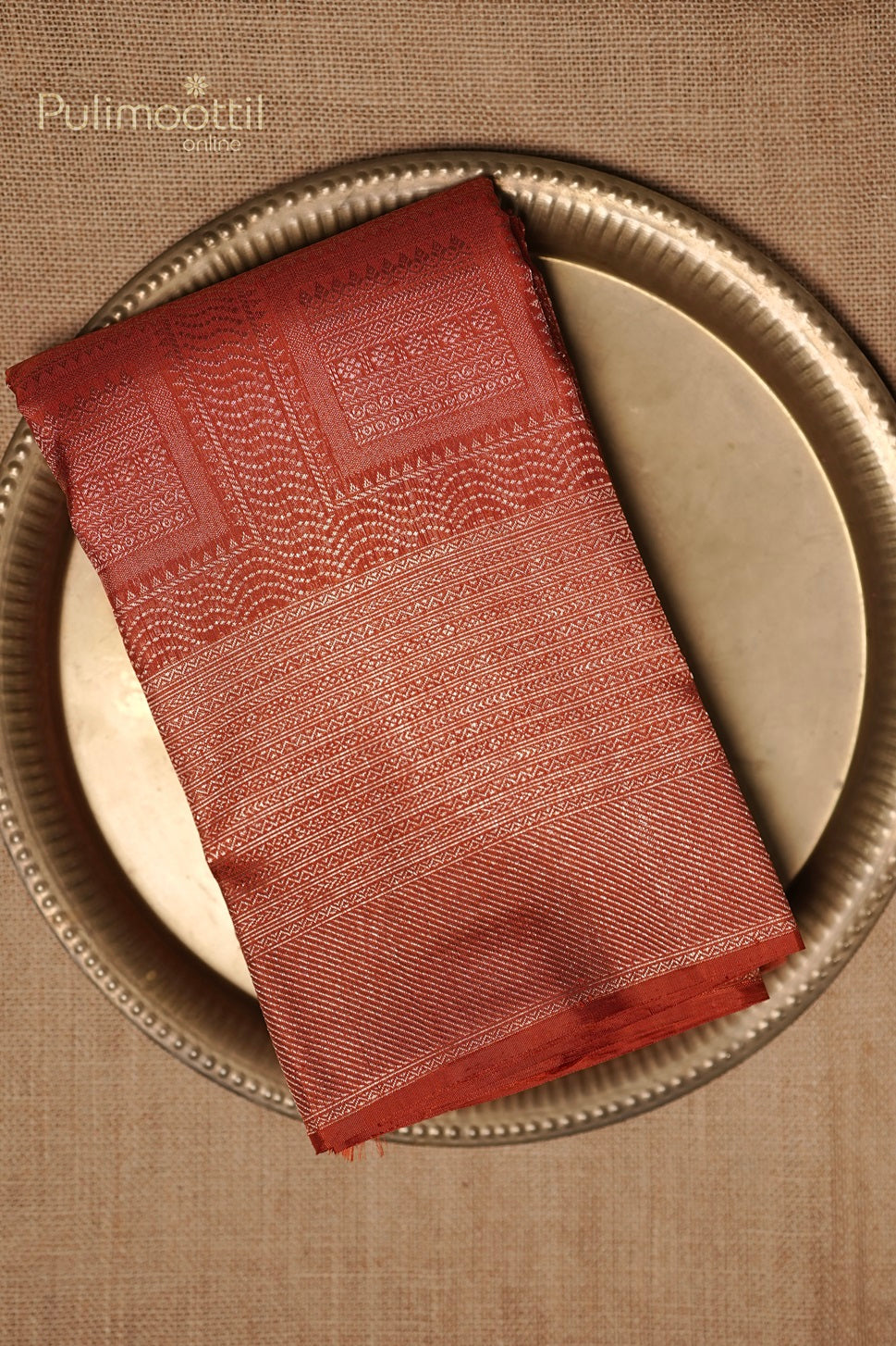 Scarlet Colour Kanchipuram Brocade Wedding saree