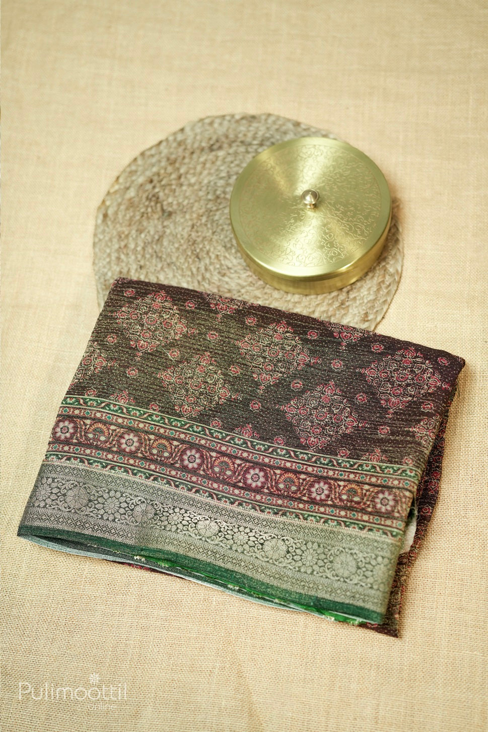 Dark Maroon Colour Crushed Georgette Banarasi Saree