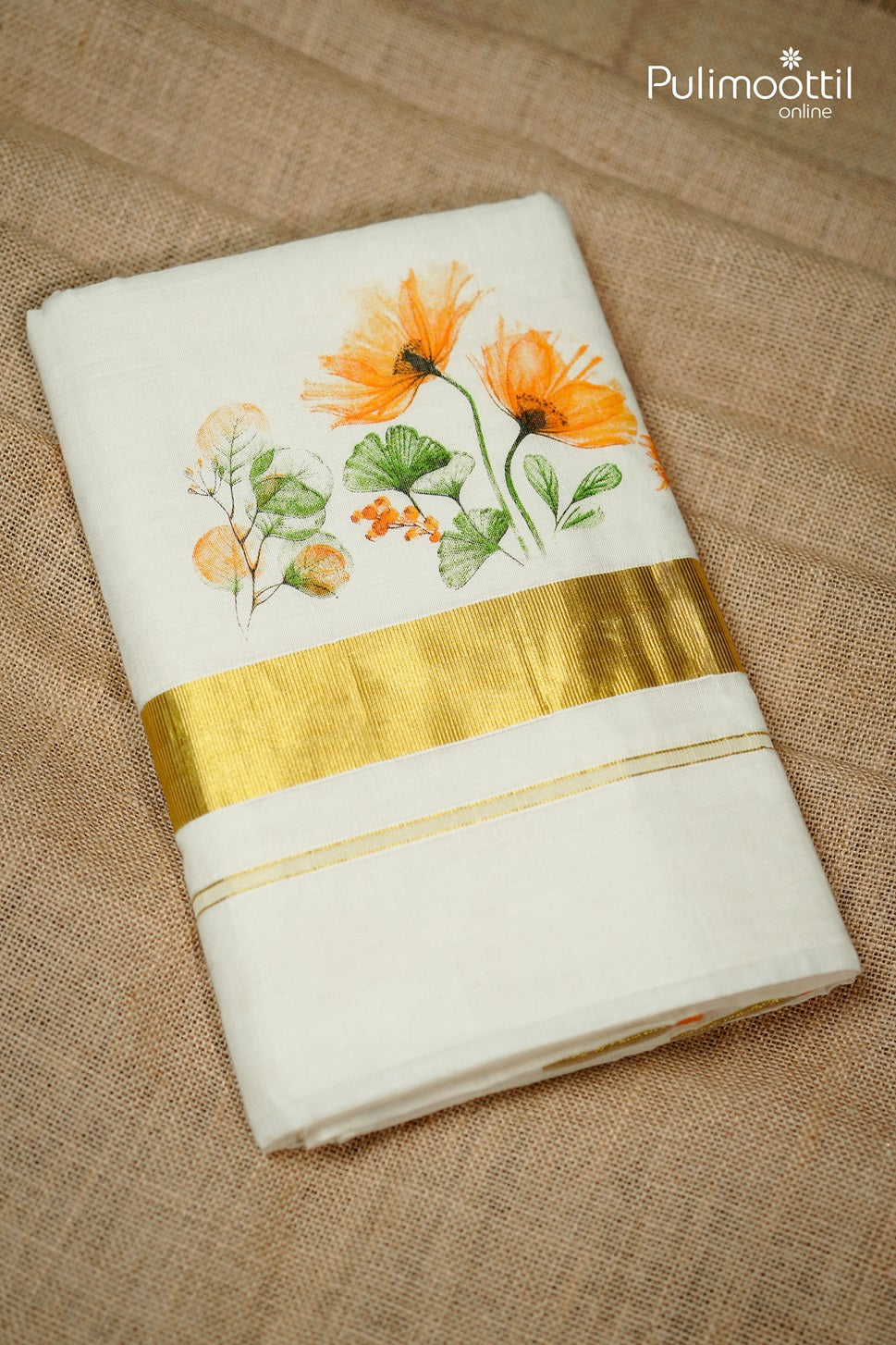 Kerala Cottan Floral Print Set Saree.