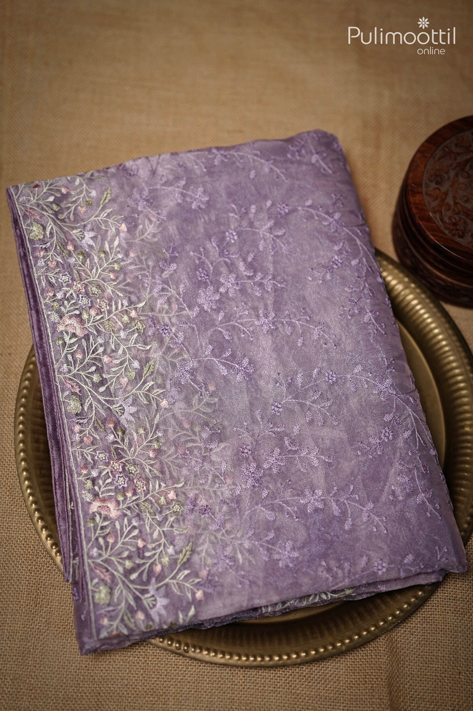 Lavender Colour Organza Fancy Saree.