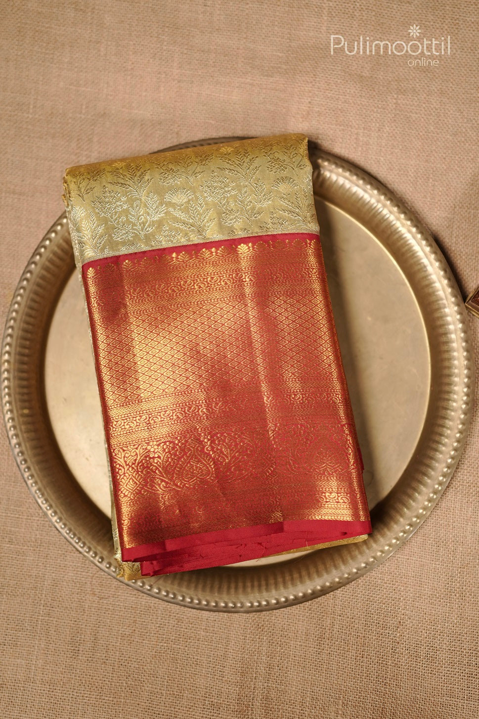 Tea Green Colour Kanchipuram Brocade Wedding Saree
