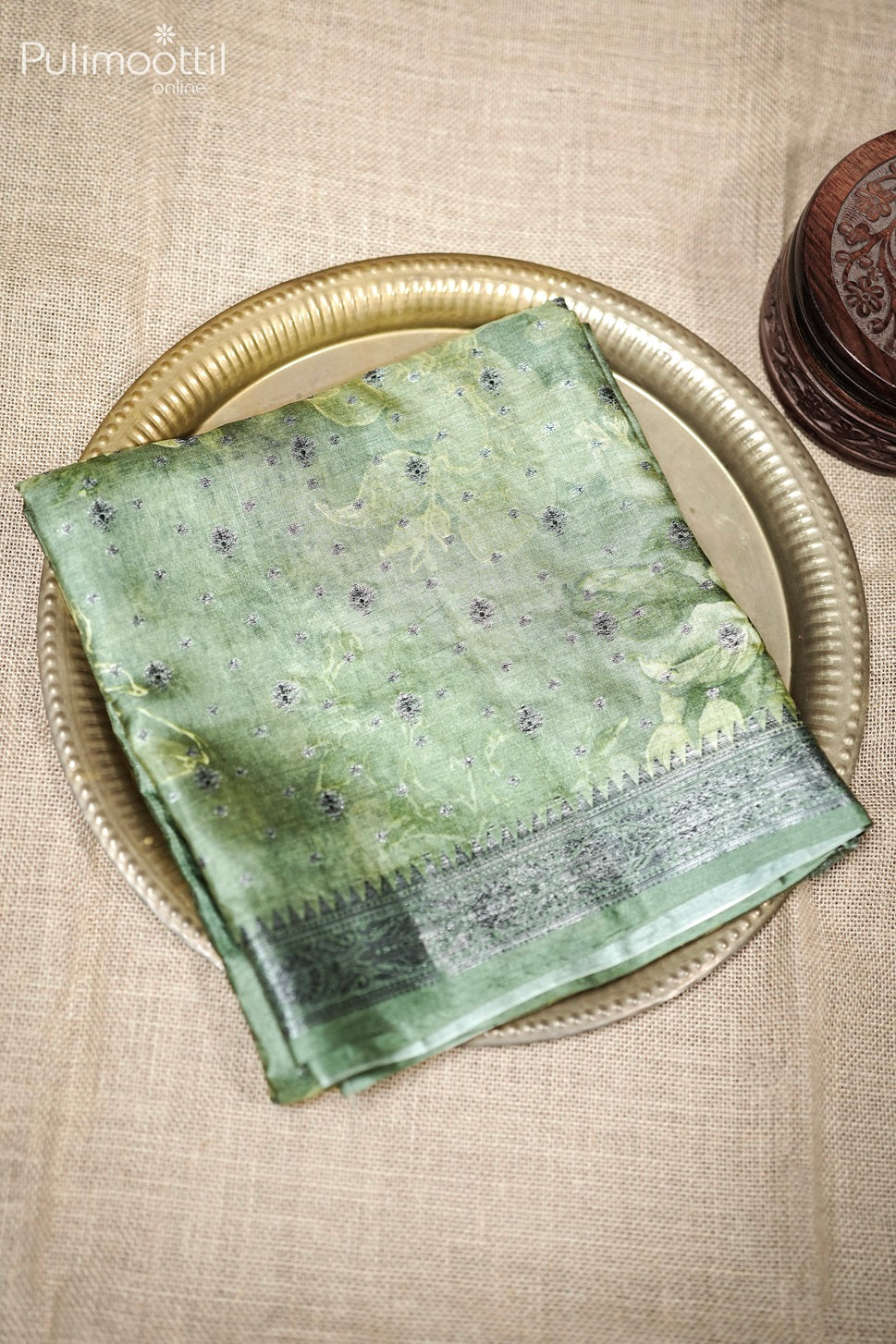 Pastel Green Tusser Silk Saree.