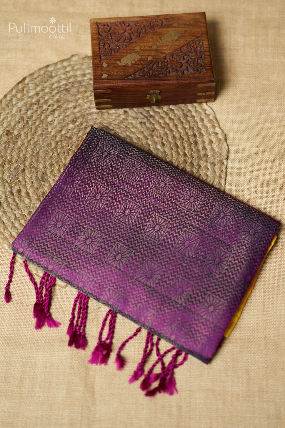 Mustard yellow-colored Kanchipuram soft silk saree