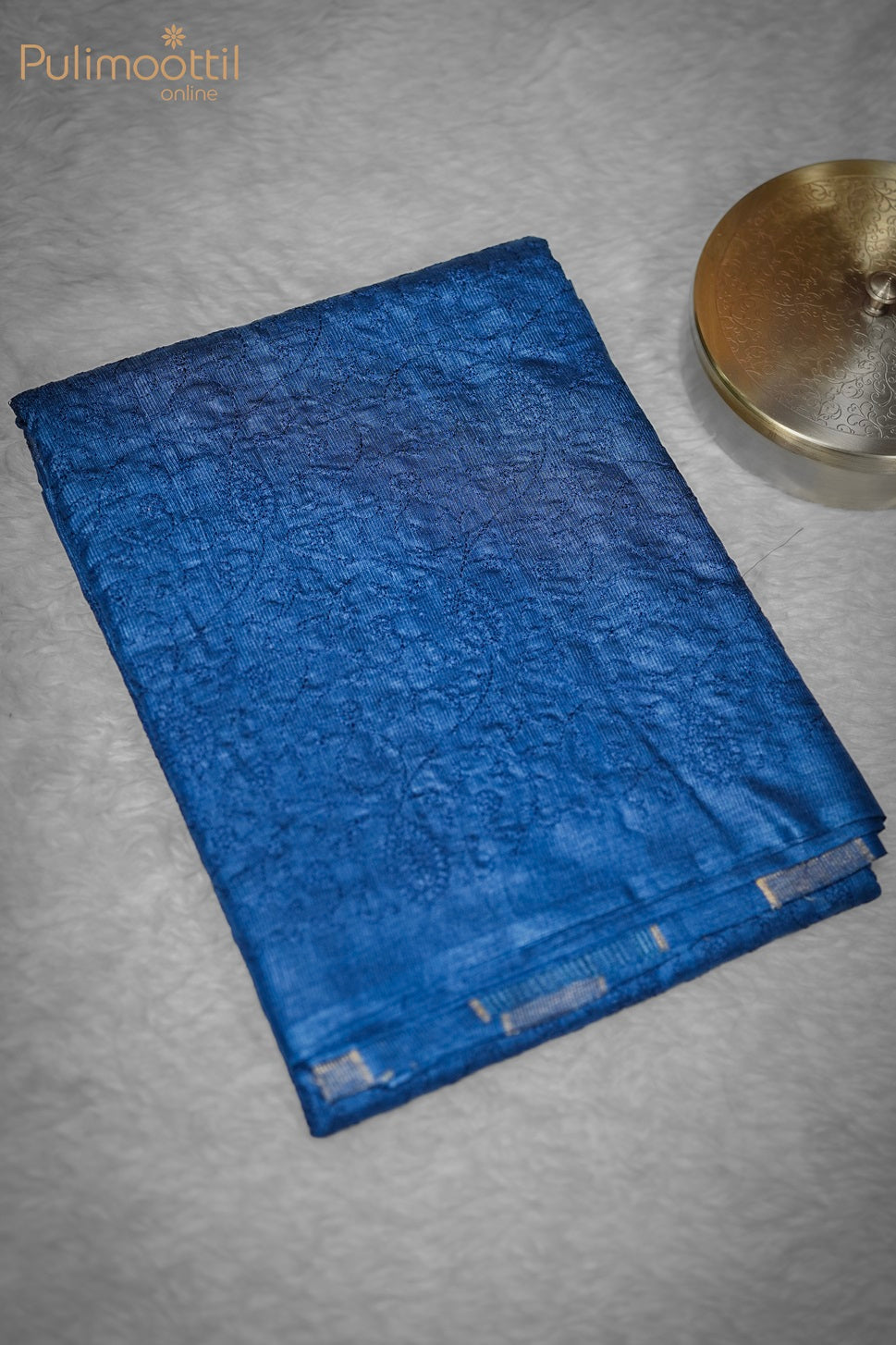 Dark Blue Tusser Silk Saree.