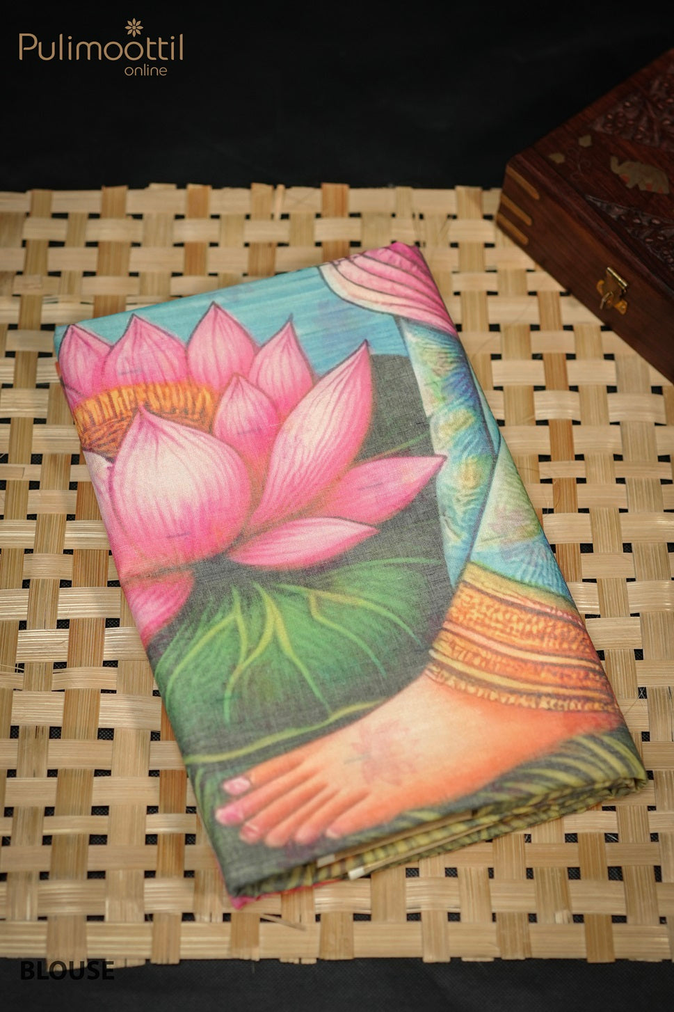 Kerala Traditional Cotton Lotus Print Set Saree.