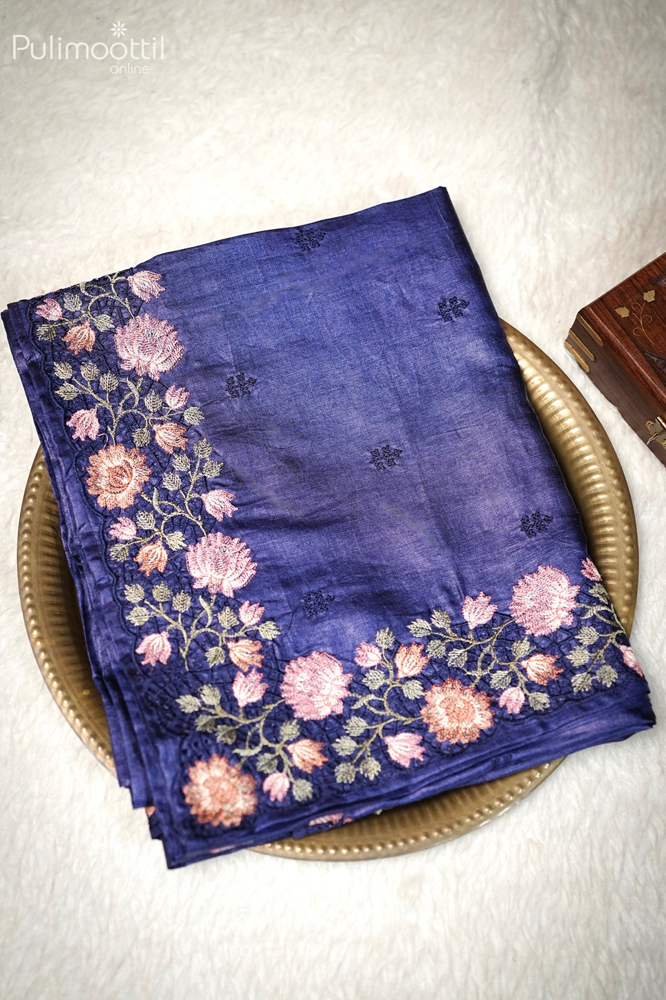 Blue Colour Tussar Silk Saree.