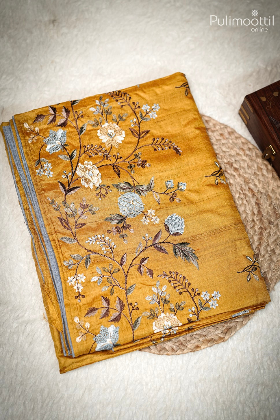Mustard Yellow Jute Silk Saree.