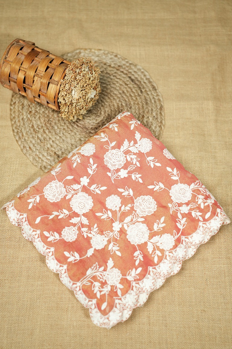 Rust Colour Shimmer Georgette Fancy Saree