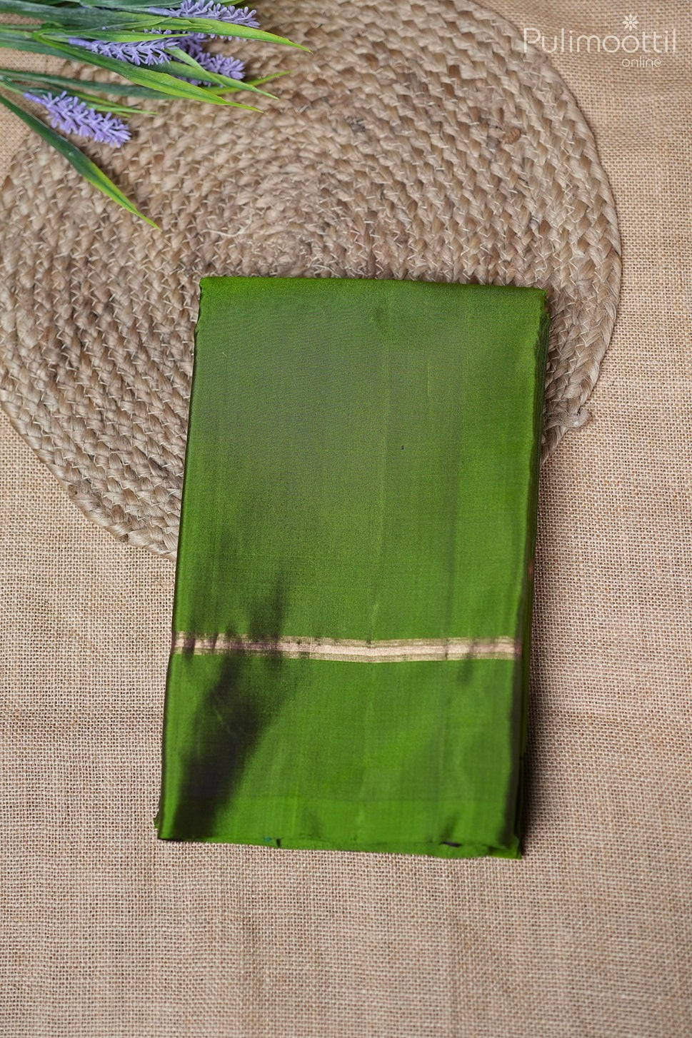 Olive Green Colour Kanchipuram Soft Silk Saree