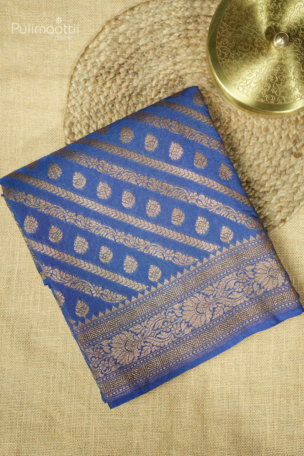 German Blue Colour Kattan Silk Saree