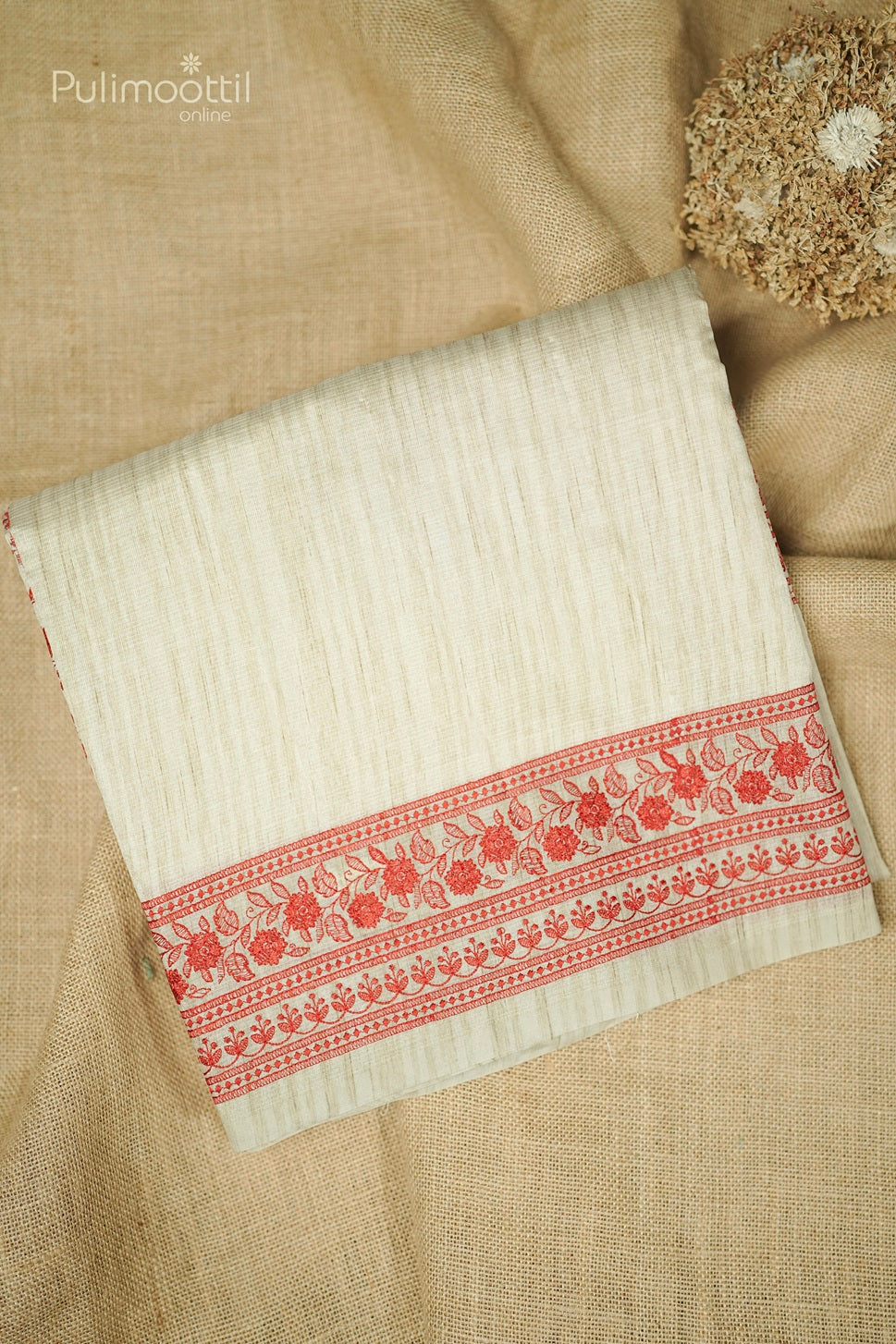 Ivory Colour Embroidery Fancy Saree