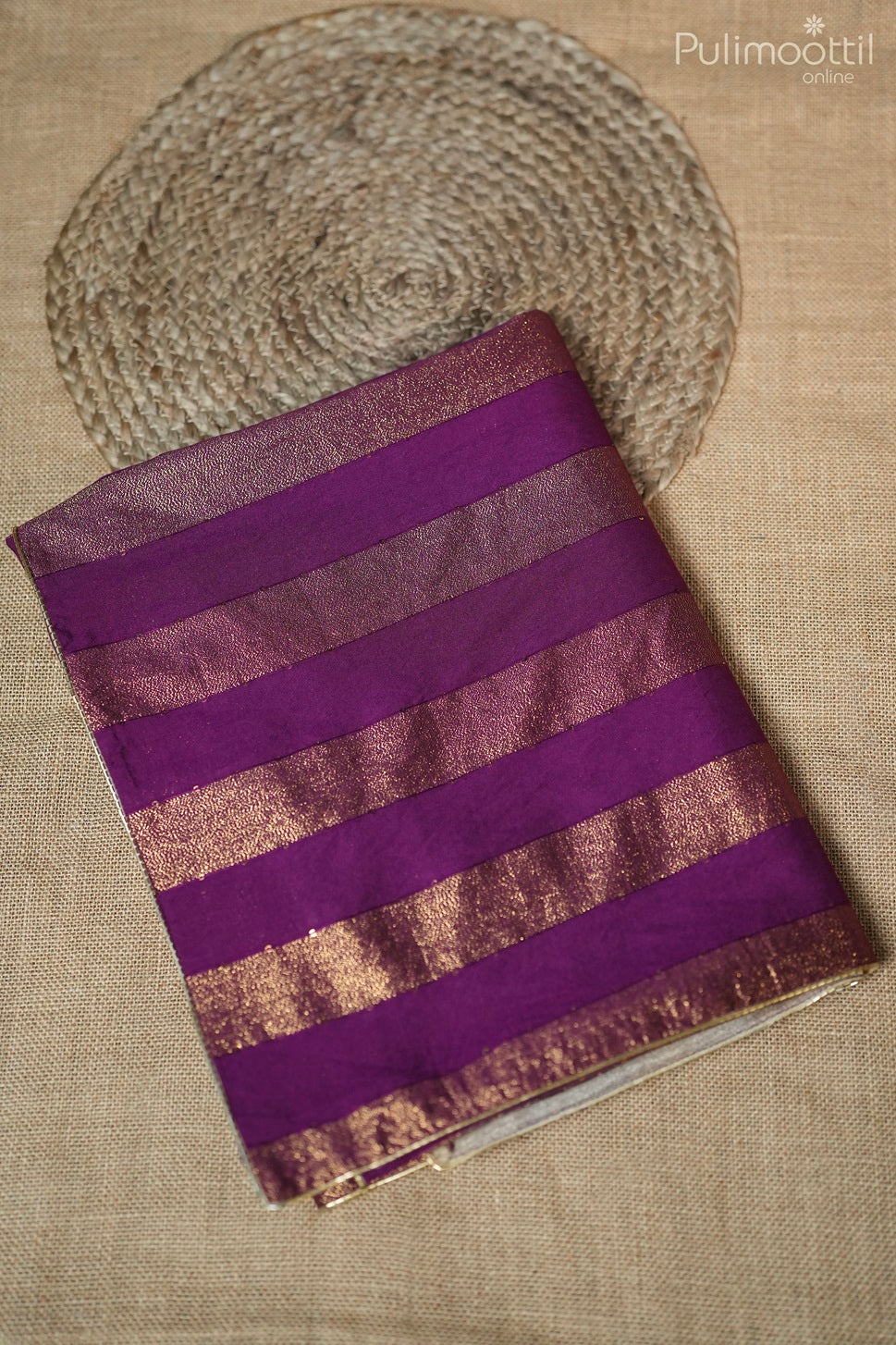 Violet Colour Semi Chanderi Fancy Saree