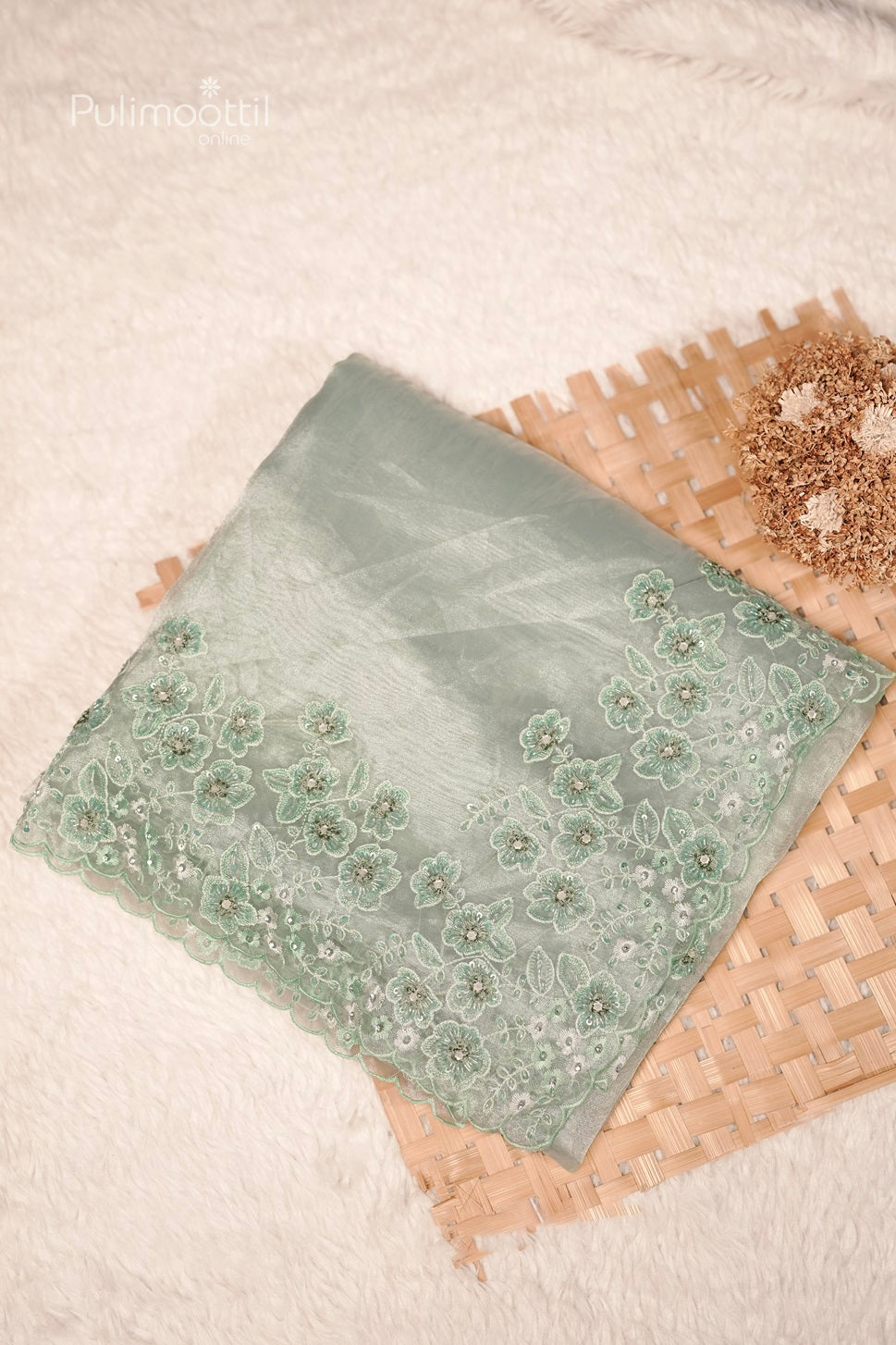 Teal Blue Colour Organza Fancy Saree